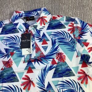 Yatta Golf Polo Shirt Mens Medium Tropical Geometric‎ Print 4 Way Stretch NWT